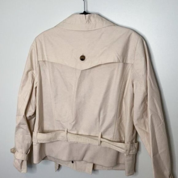 Addition Elle Women Ivory Short Double Breasted Trench Coat Jacket Plus Size X - Picture 12 of 16